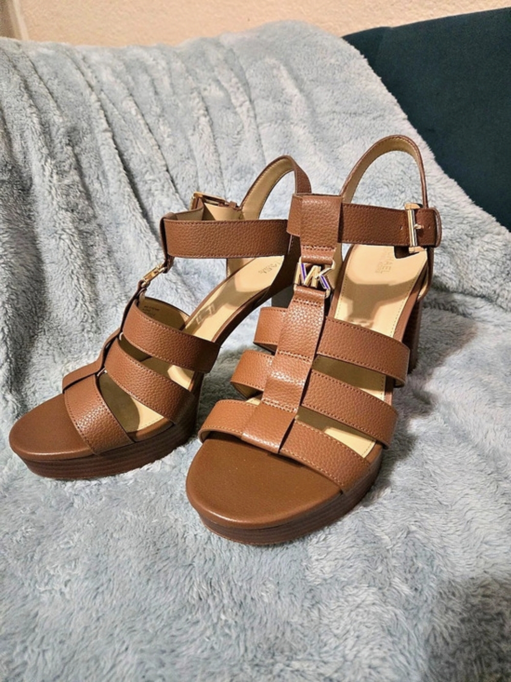 Michael Kors Brown Strappy Platform Heels.  New IN Box